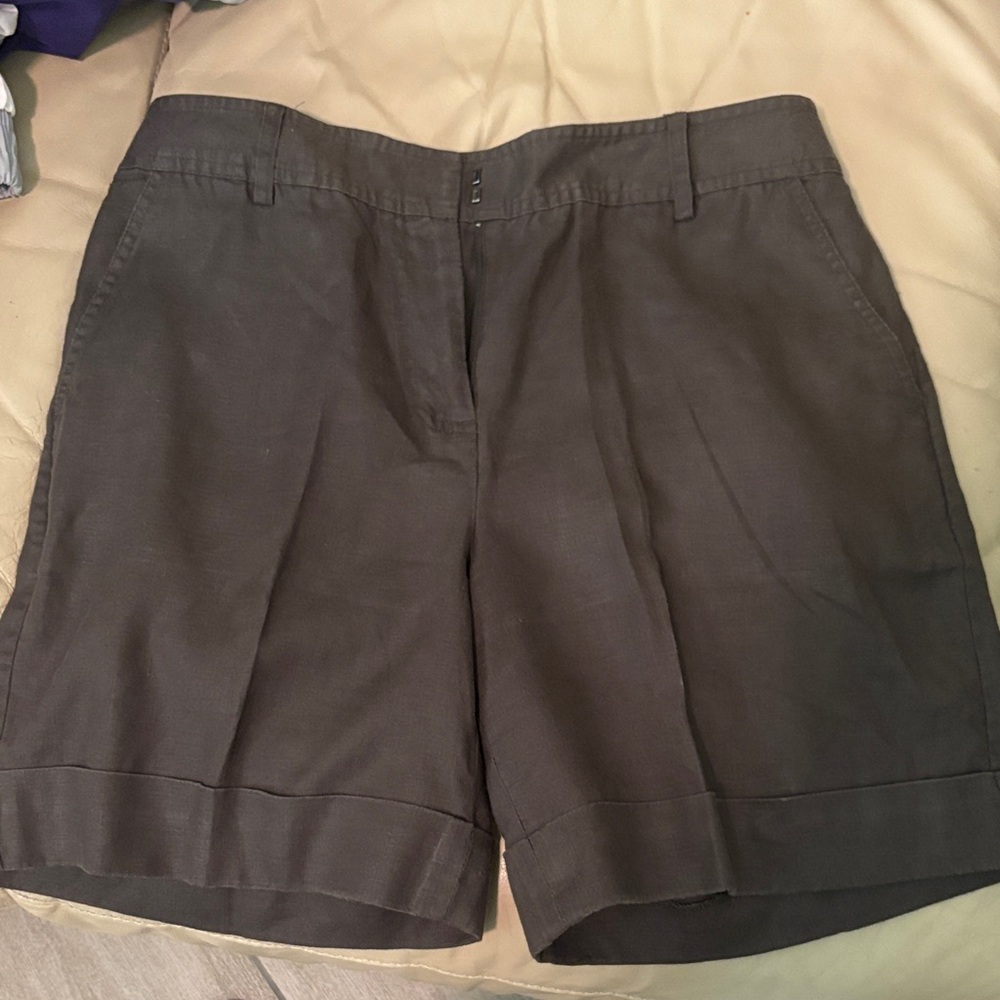 Saks Fifth Avenue Charcoal Women's Linen Shorts